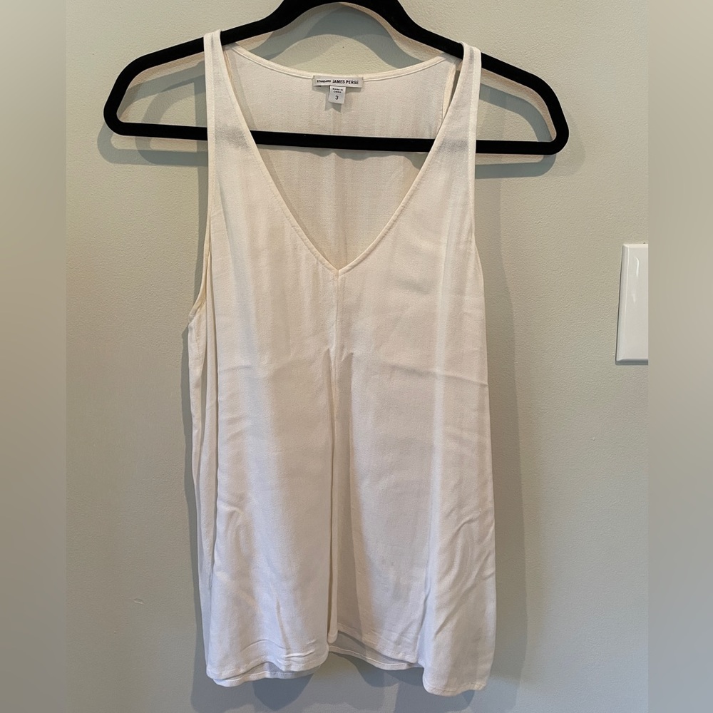 5/$20 James Perse Ivory V-Neck Silk-Blend Camisole